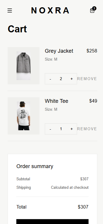 Aperçu panier mobile